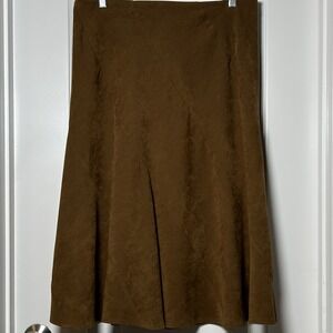 NYCC New York Clothing Co. Vintage Faux Suede Brown A-Line Flared Midi Skirt